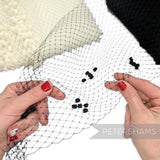 Petershams Millinery Supplies vintage replica black veiling with intricate chenille dotted diamond pattern