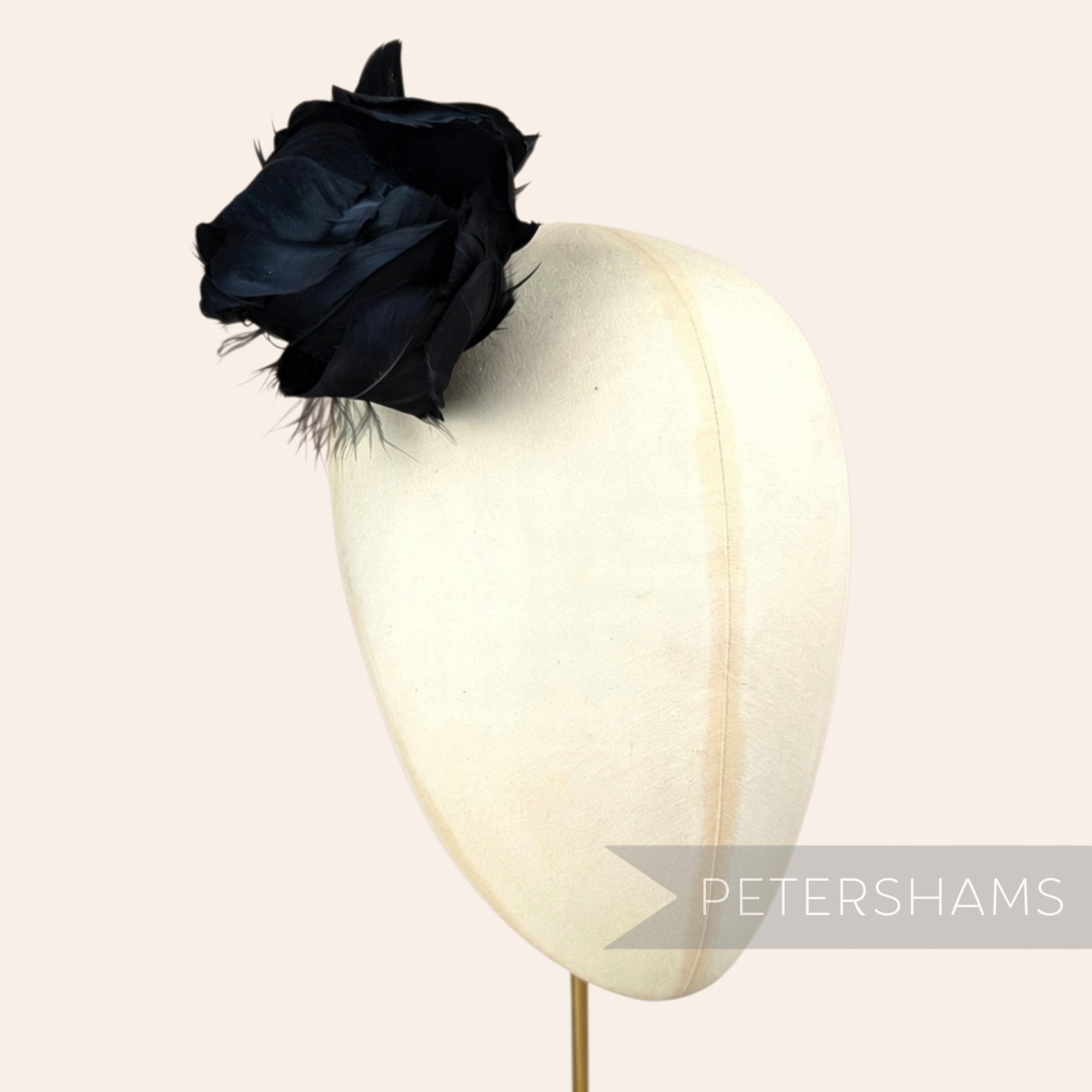 Petershams Millinery Supplies large black tulip flower made from goose nagorie feathers