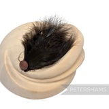 Petershams Millinery Supplies black marabou and coque feather hat mount with a faceted bead accent