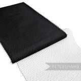 Petershams Millinery Supplies black fine weave veiling with 5mm diamond pattern and scalloped edge for hats and veils