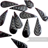 Petershams Millinery Supplies vintage 1940s black gloss tiered teardrop sequins with a single top sew hole