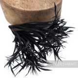 Petershams Millinery Supplies black firework goose biot feather mount for hat making and millinery projects.