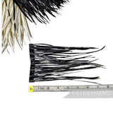 Petershams Millinery Supplies extra long black goose biot feather fringe on a satin binding