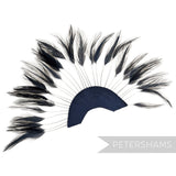 Petershams Millinery Supplies navy blue stripped hackle feather fan on a cotton base for hat and fascinator trimming