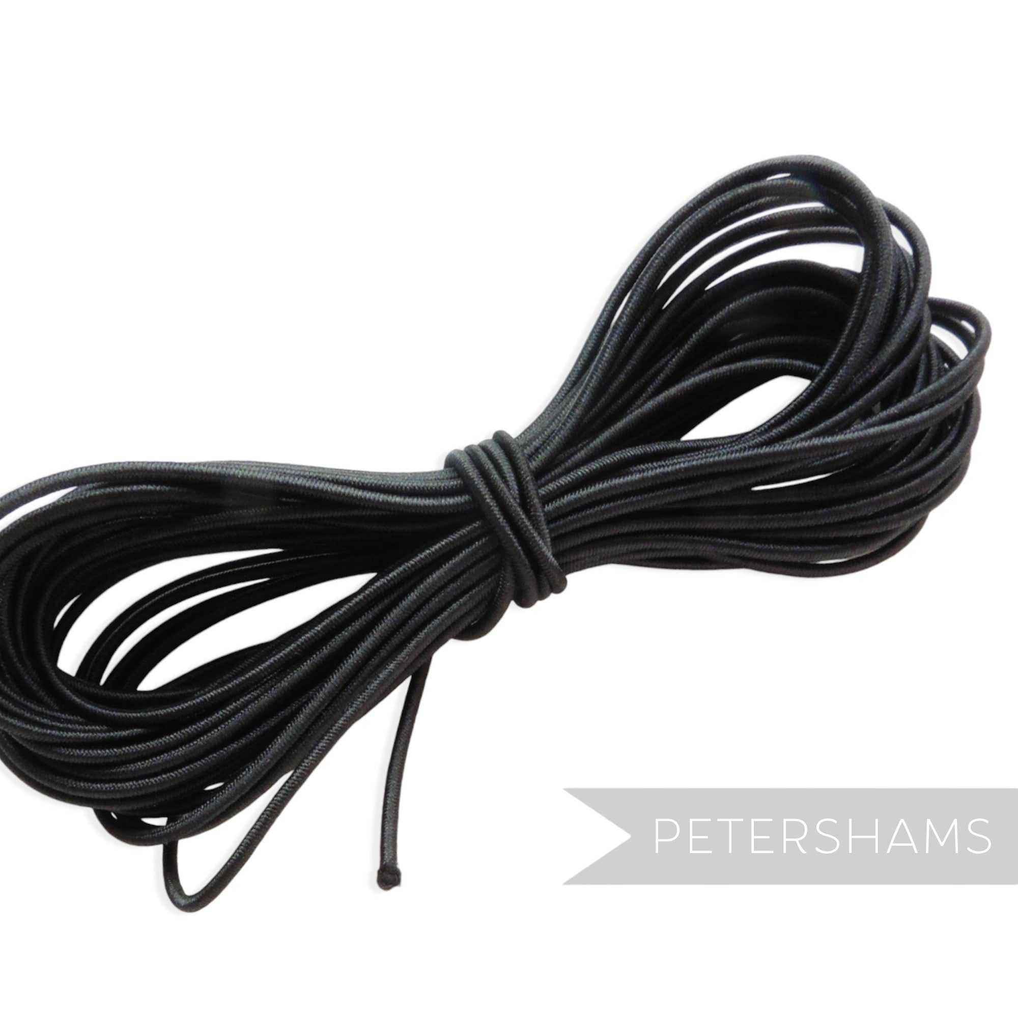Petershams Millinery Supplies 1.5mm round black hat elastic for securing fascinators and headwear