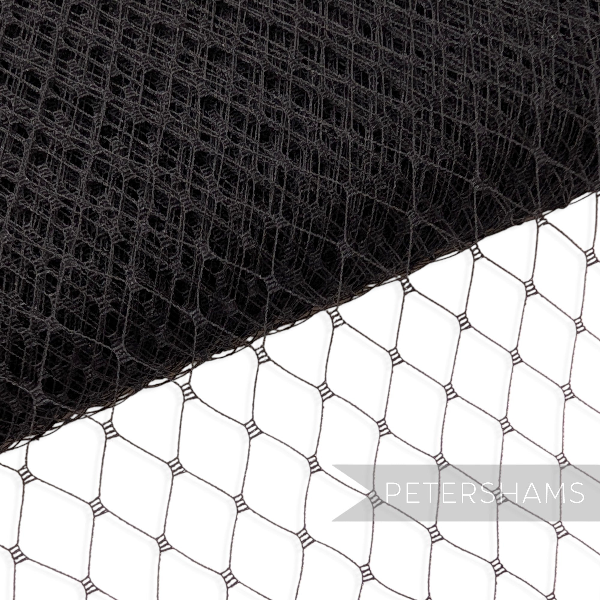 Petershams Millinery Supplies black 18 inch wide diamond pattern hat veiling for wedding birdcage veils