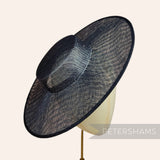 Petershams Millinery Supplies metallic black lurex sinamay boater fascinator hat base