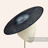 Petershams Millinery Supplies metallic lurex sinamay cartwheel fascinator hat base in black