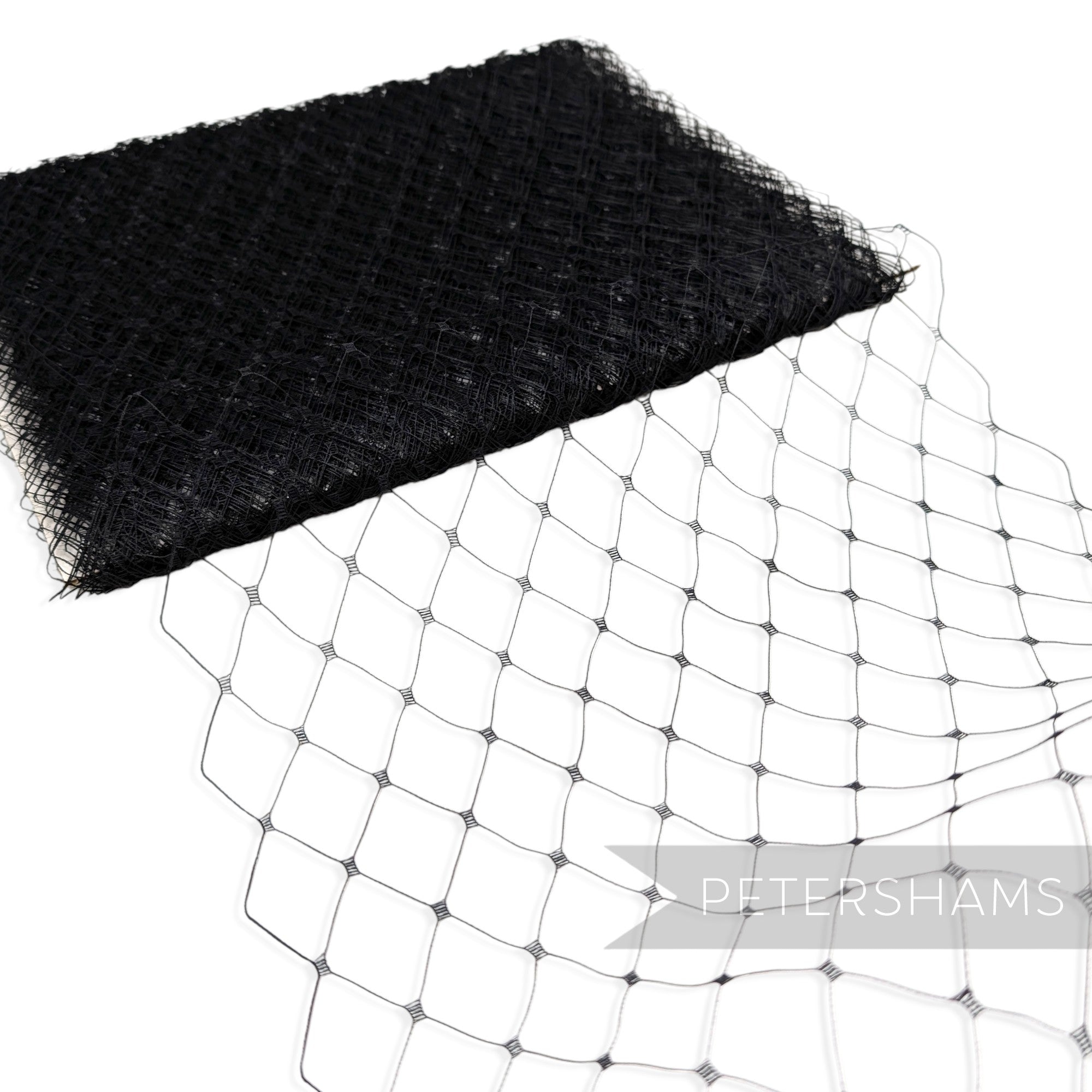 Petershams Millinery Supplies black nylon merry widow veiling with extra wide 3cm diamond pattern for millinery
