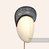Petershams Millinery Supplies black metallic silver lurex sinamay halo crown fascinator hat base