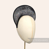 Petershams Millinery Supplies black metallic lurex sinamay halo crown fascinator hat base