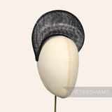 Petershams Millinery Supplies black metallic silver lurex sinamay halo crown fascinator hat base