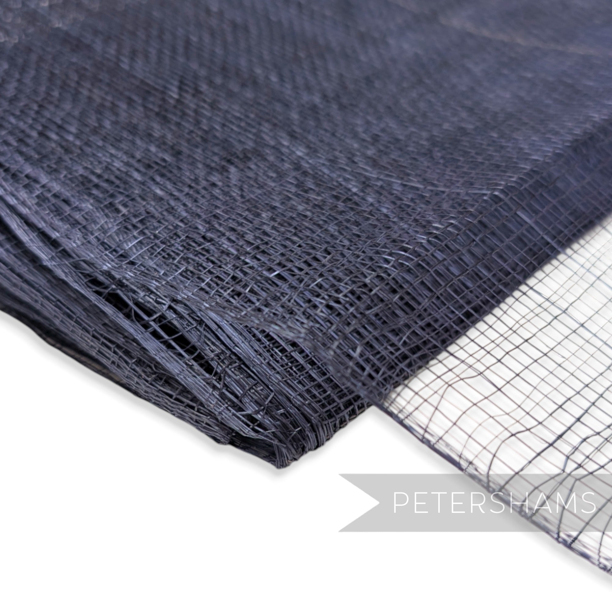 Petershams Millinery Supplies black open weave sinamay abaca fabric for millinery and hat making