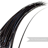 Petershams Millinery Supplies black stripped ostrich quill feather for millinery and hat making projects.