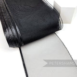 Petershams Millinery Supplies 15cm wide black crinoline ribbon with a shiny polybraid edge for hat making