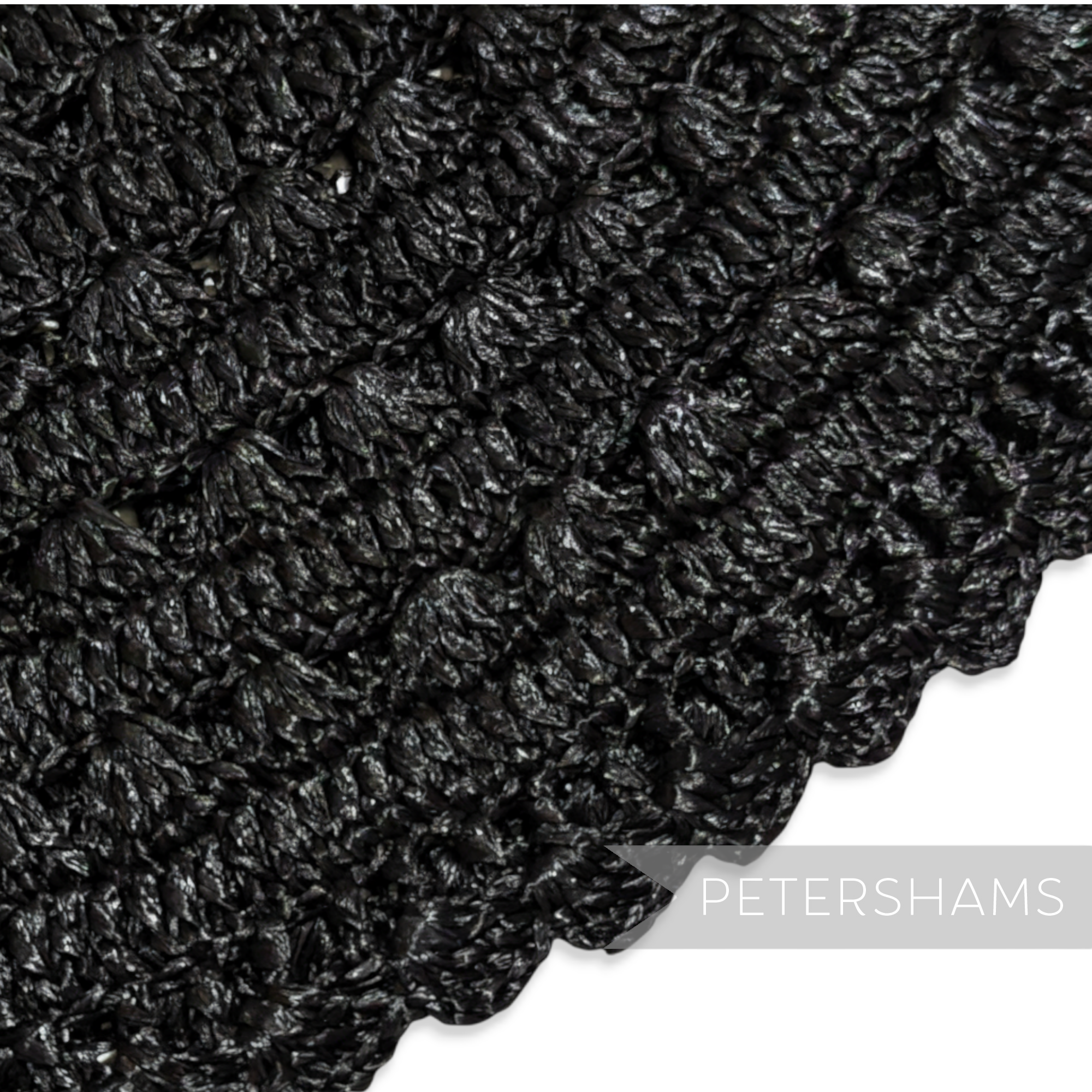 Petershams Millinery Supplies vintage black laminated raffia crochet flare hat body with textured weave pattern