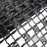 Petershams Millinery Supplies vintage black laminated raffia mesh fabric with a glossy checkerboard weave pattern.