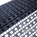 Petershams Millinery Supplies vintage black laminated raffia mesh fabric with a glossy checkerboard weave pattern.