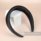 Petershams Millinery Supplies black satin 40mm super padded headband with smooth black braid lining