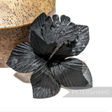 Petershams Millinery Supplies black silk orchid flower hat mount for fascinators and millinery projects.