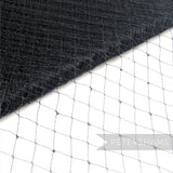 Petershams Millinery Supplies vintage black silk veiling with a delicate dotty-effect diamond weave pattern.