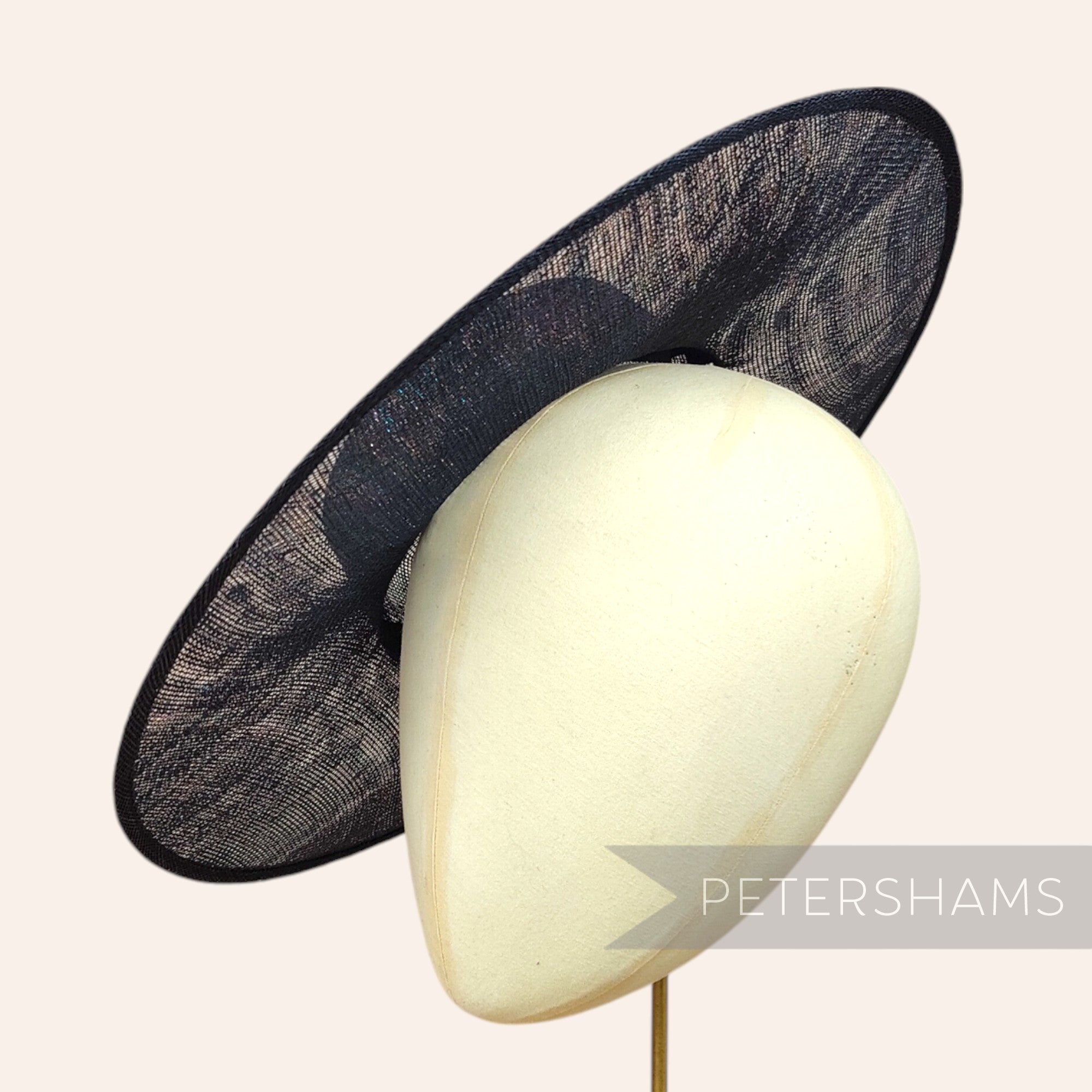 Petershams Millinery Supplies large brim black sinamay boater fascinator hat base