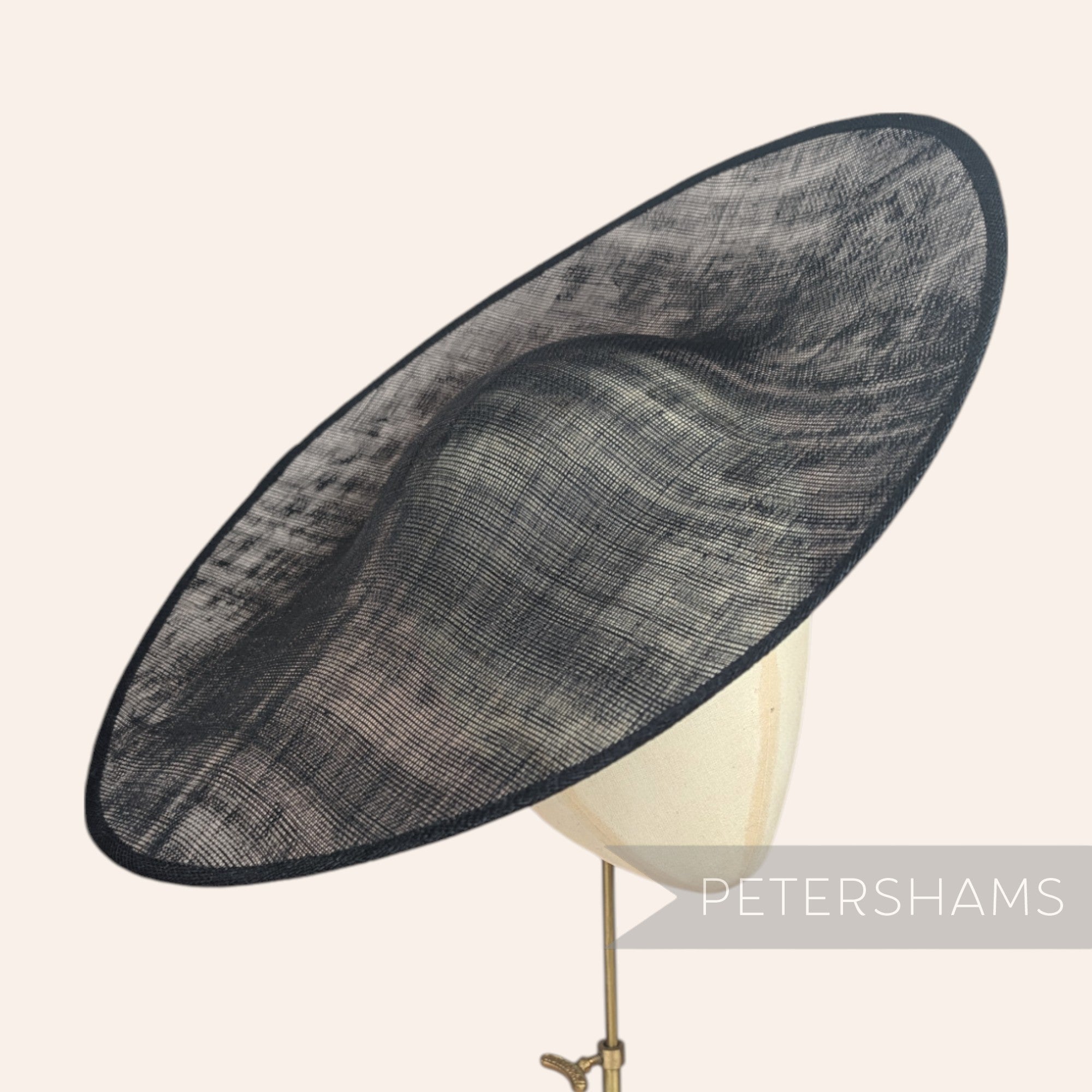 Petershams Millinery Supplies Catherine XL black sloped sinamay fascinator hat base