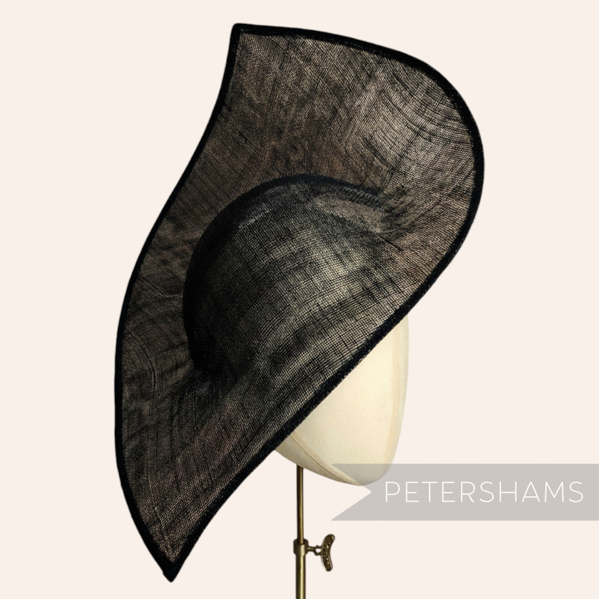 Petershams Millinery Supplies Jackie black sinamay fascinator hat base with double pointed design