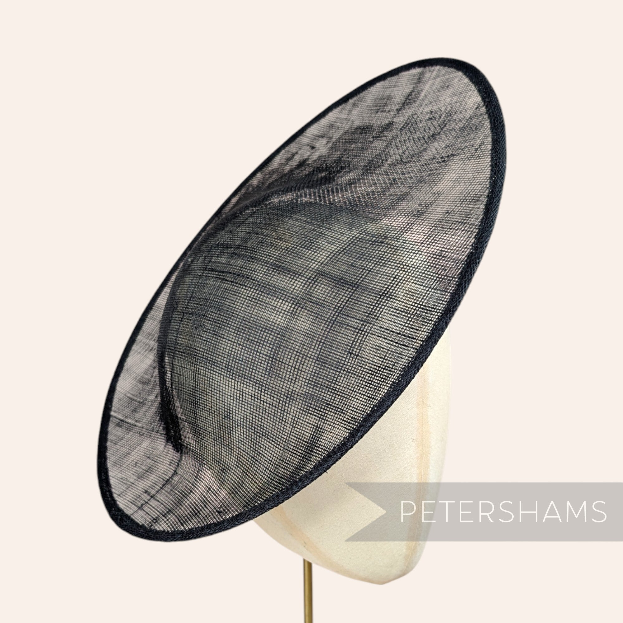 Petershams Millinery Supplies Maggie large black oval sinamay fascinator hat base