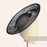 Petershams Millinery Supplies black sinamay fascinator base with orbital pleat design