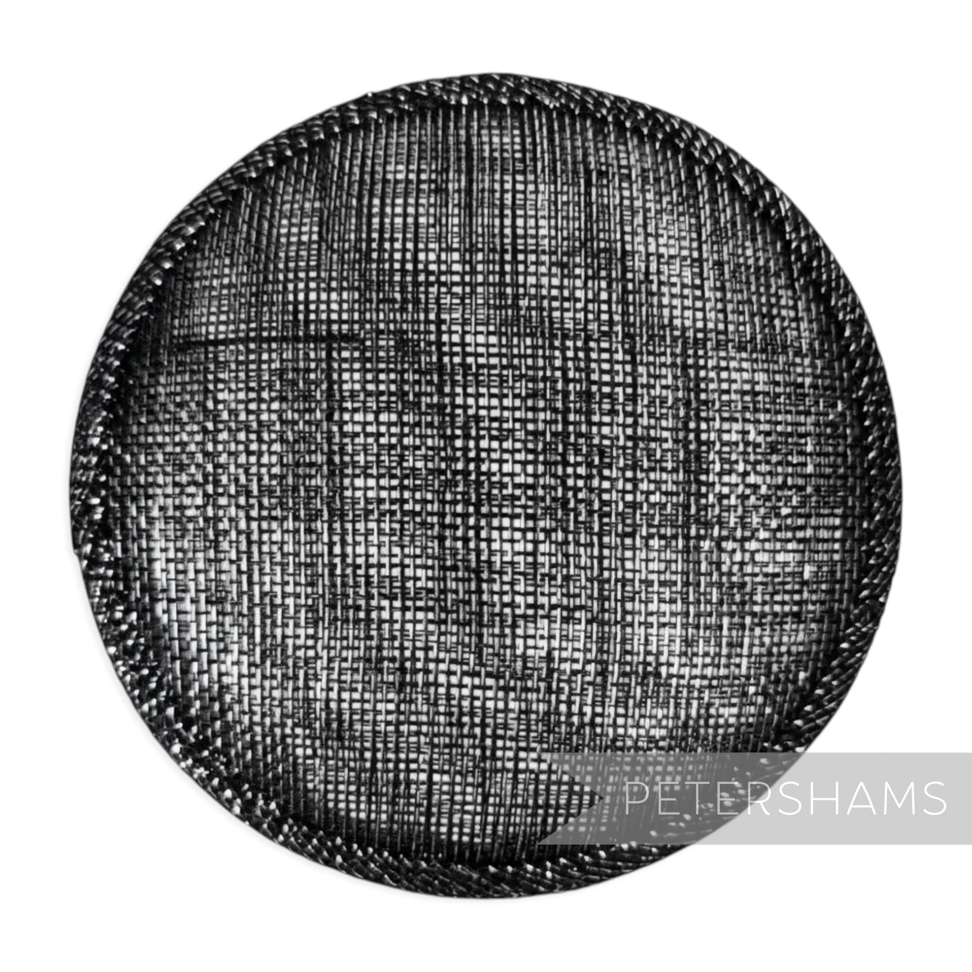 Petershams Millinery Supplies 13.5cm round black metallic lurex sinamay fascinator hat base