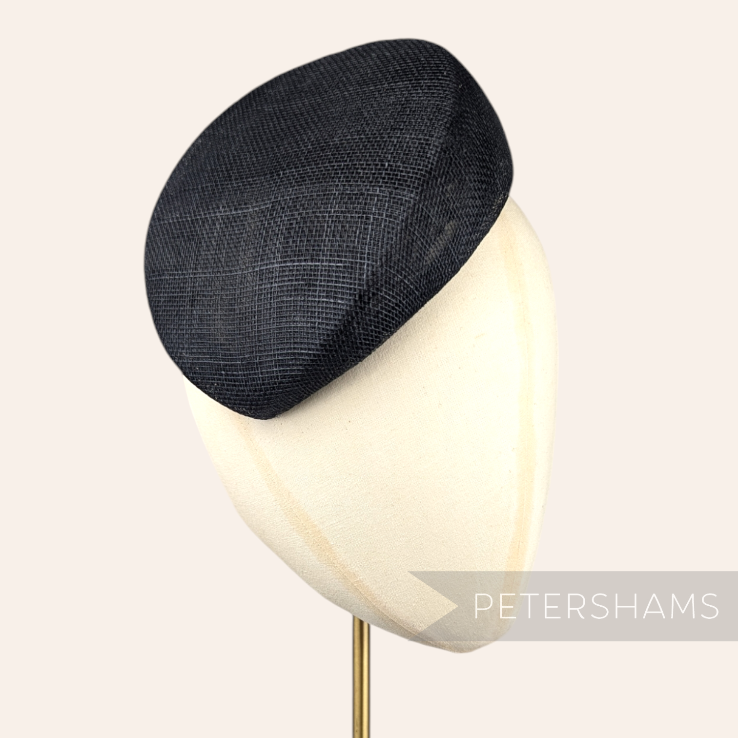 Petershams Millinery Supplies black sinamay sloped pillbox fascinator hat base