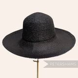 Petershams Millinery Supplies vintage black toquilla straw capeline hat body with fine plaited stripe pattern