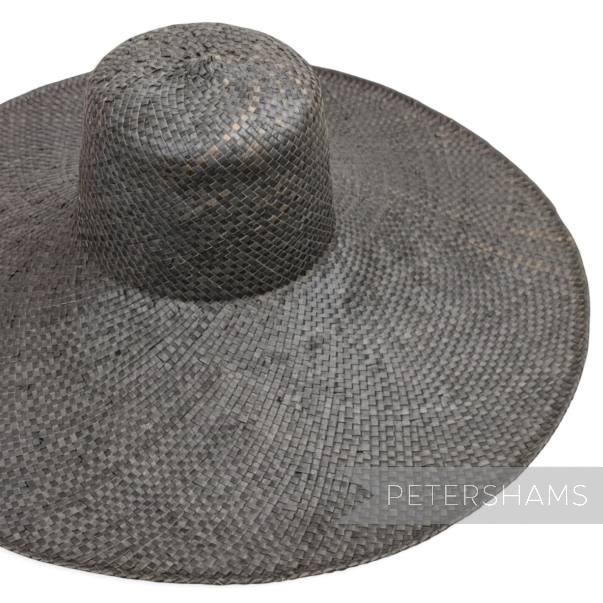 Petershams Millinery Supplies extra large black strip straw capeline hat body with a wide 15-inch brim