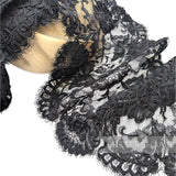 Petershams Millinery Supplies vintage 1980s black floral eyelash lace trim with double scalloped edges