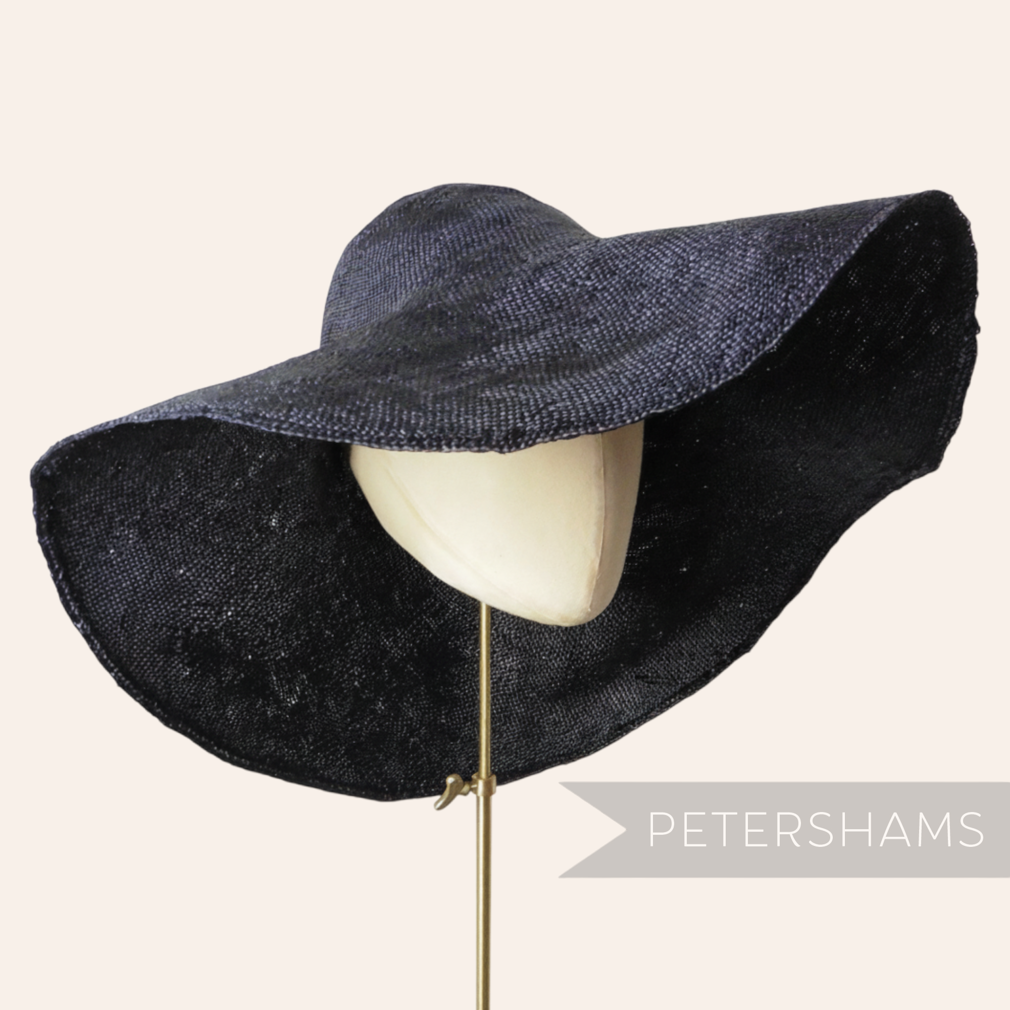 Petershams Millinery Supplies extra large black visca capeline hat body with a 1x1 checkerboard weave