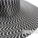 Petershams Millinery Supplies black and white polybraid capeline hat body with a hypnotic geometric pattern.