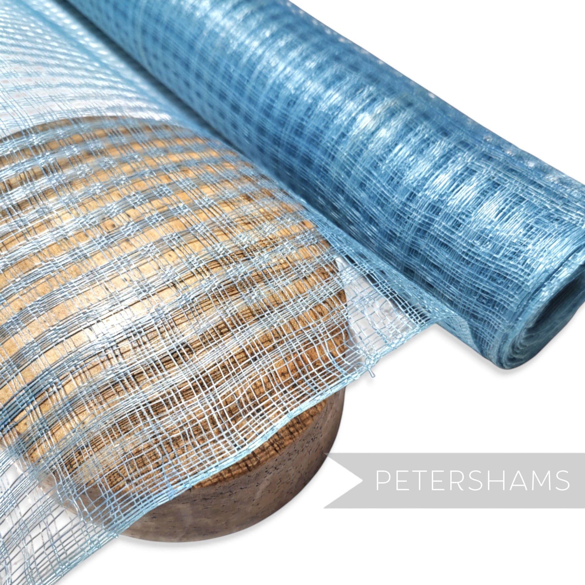 Petershams Millinery Supplies blue basket weave sinamay fabric for hat making, 50x92cm.
