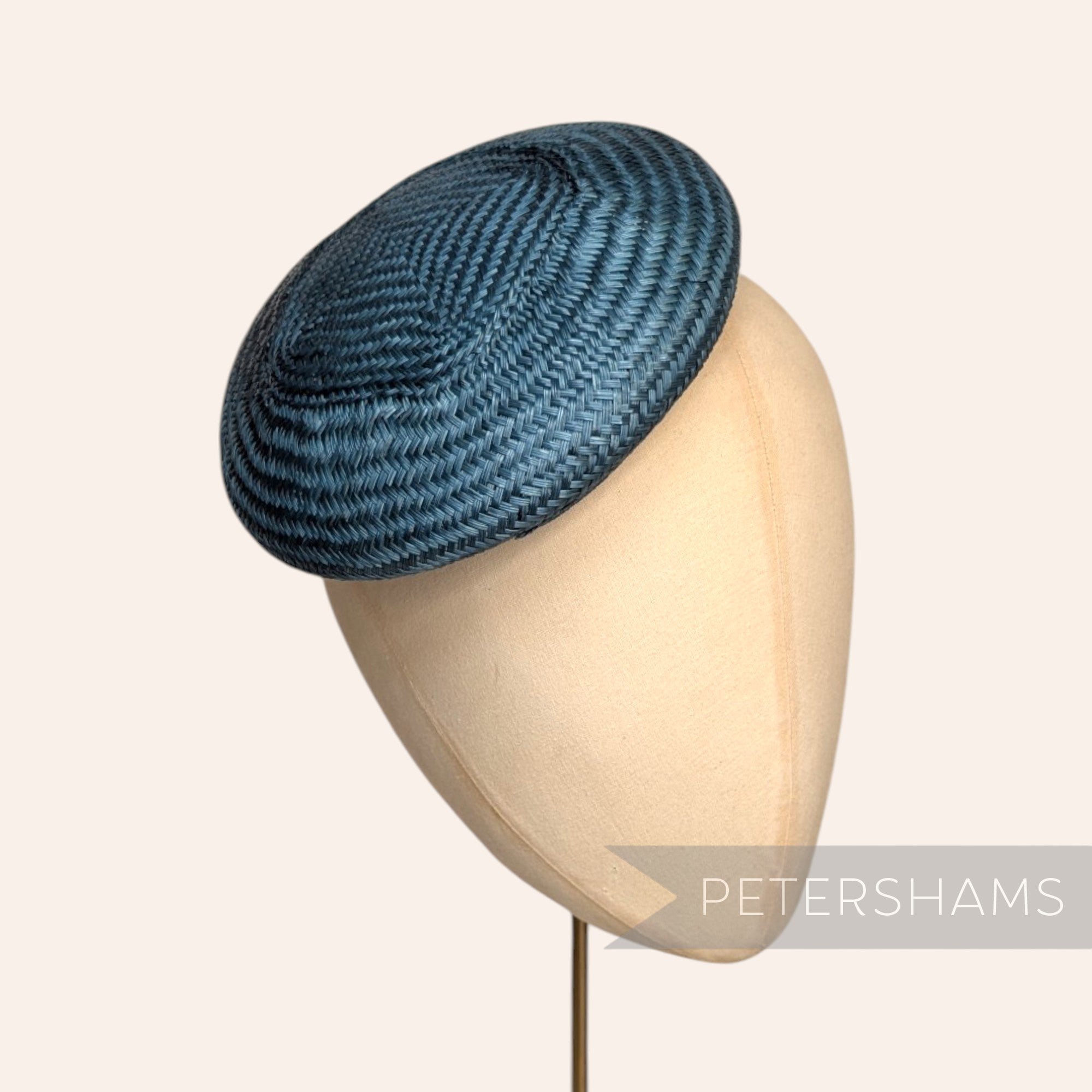 Petershams Millinery Supplies round blue buntal straw button fascinator hat base