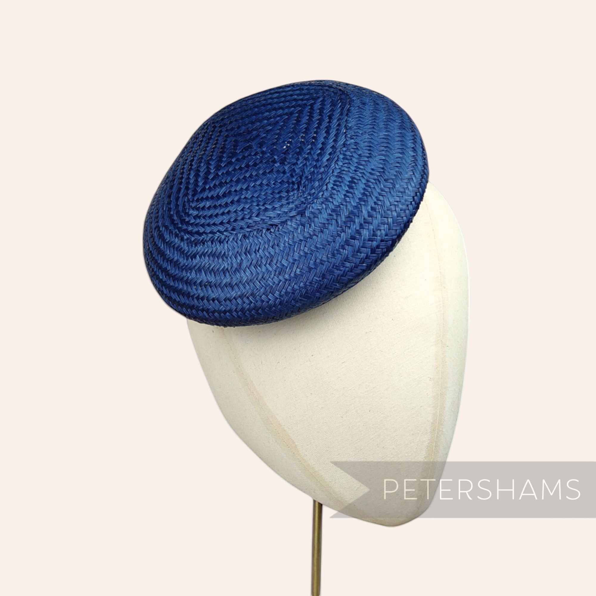 Petershams Millinery Supplies blue buntal straw button fascinator hat base