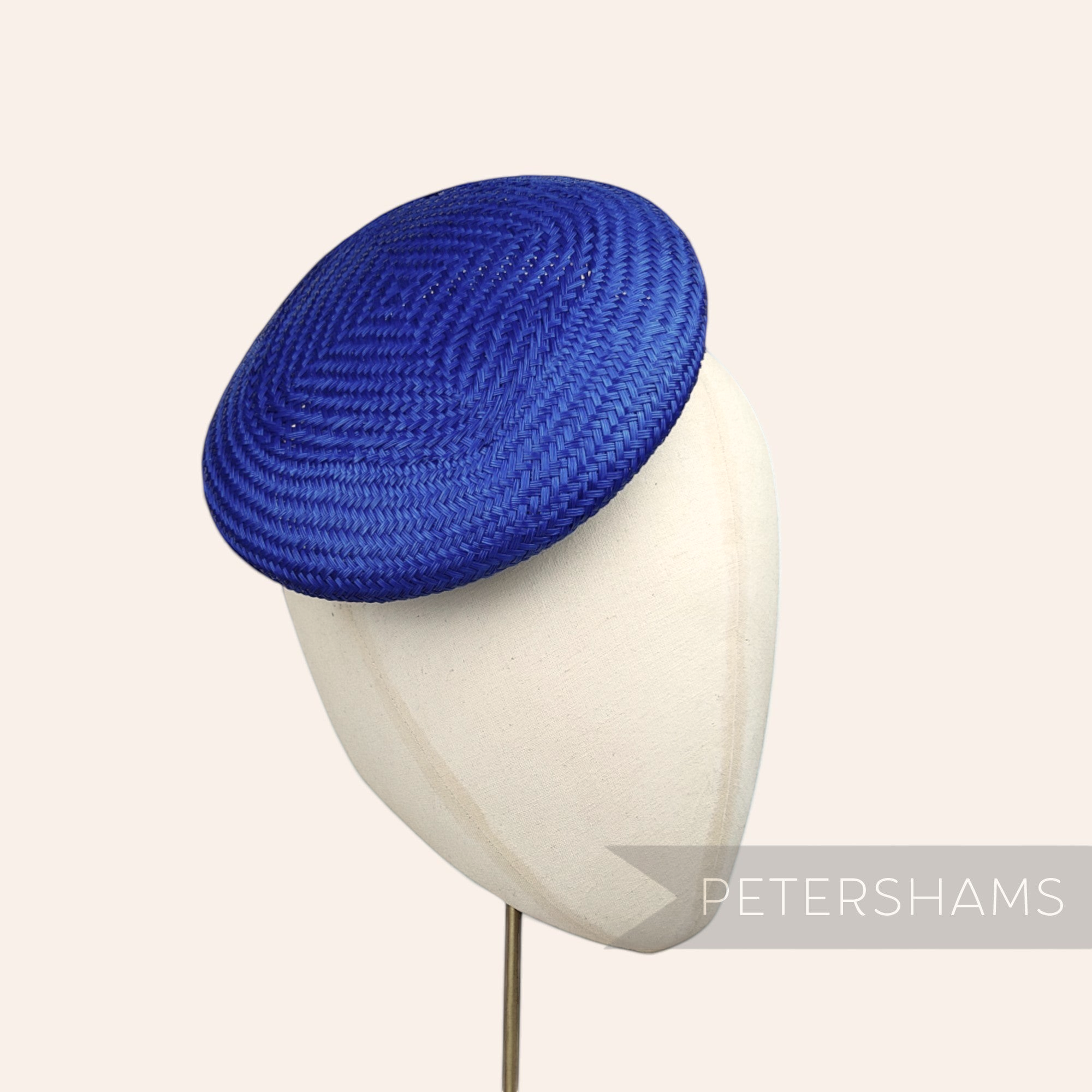 Petershams Millinery Supplies royal blue 17cm round buntal straw button fascinator hat base