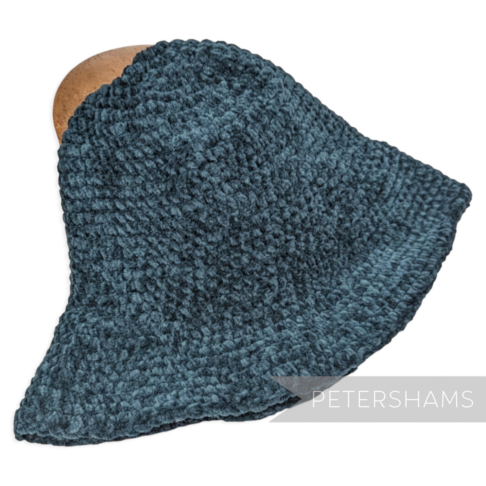 Petershams Millinery Supplies vintage 1990s dark blue chenille knitted cone hat body for millinery projects
