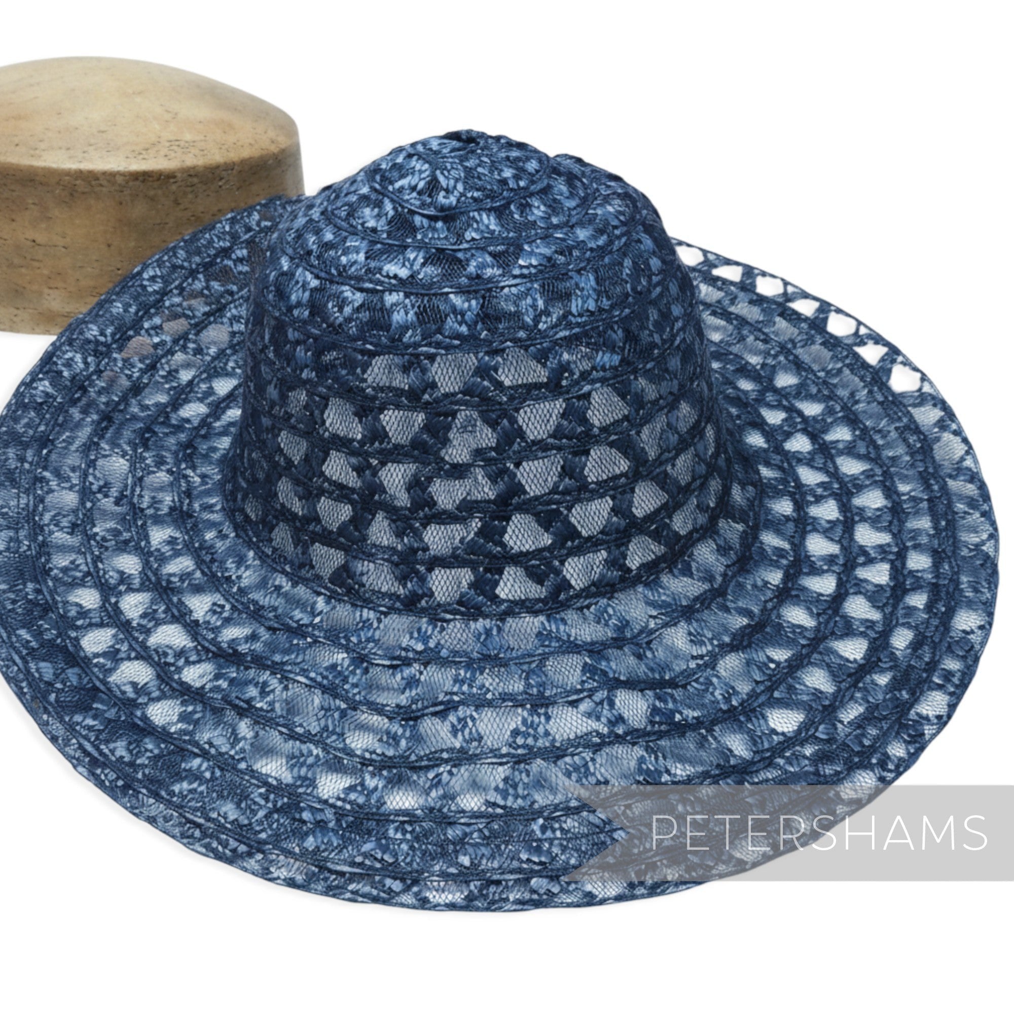 Petershams Millinery Supplies navy blue zig zag threaded crinoline capeline hat body for millinery project