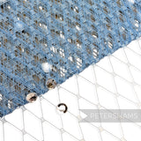 Petershams Millinery Supplies blue diamond-patterned veiling with clear acrylic diamante embellishments