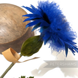 Petershams Millinery Supplies vintage blue cornflower made from nagorie and marabou feathers with a long wired stem