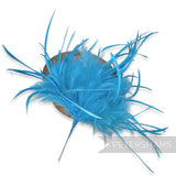 Petershams Millinery Supplies mega bright turquoise hackle and goose biot feather hat mount with five wired section