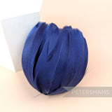 Petershams Millinery Supplies large blue tulip flower made from cupped goose nagorie feathers with central stamens