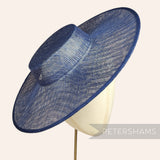 Petershams Millinery Supplies metallic navy blue lurex sinamay boater fascinator hat base