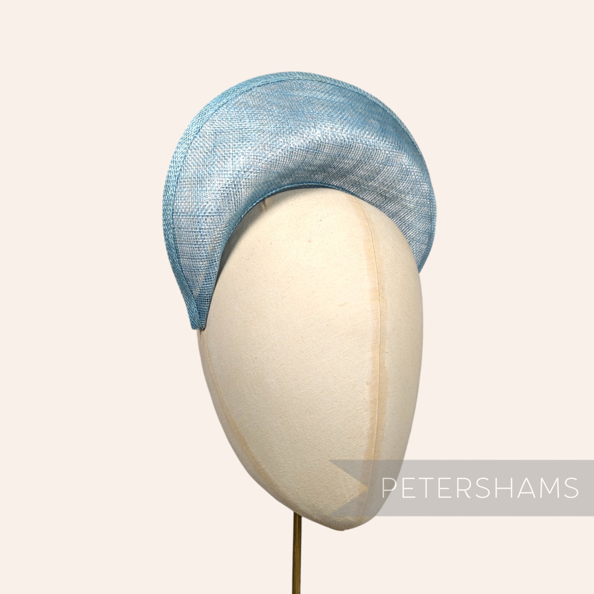 Petershams Millinery Supplies metallic light blue sinamay halo crown fascinator hat base