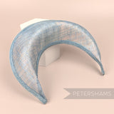 Petershams Millinery Supplies metallic light blue lurex sinamay halo crown fascinator hat base with domed front
